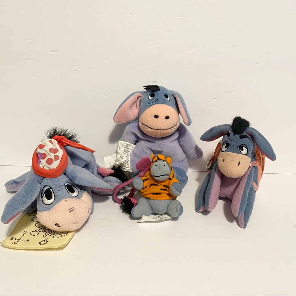 Eeyore Winnie the Pooh Y2K Plush Lot Vintage Beanie Stuffed Animal Toys Bundle